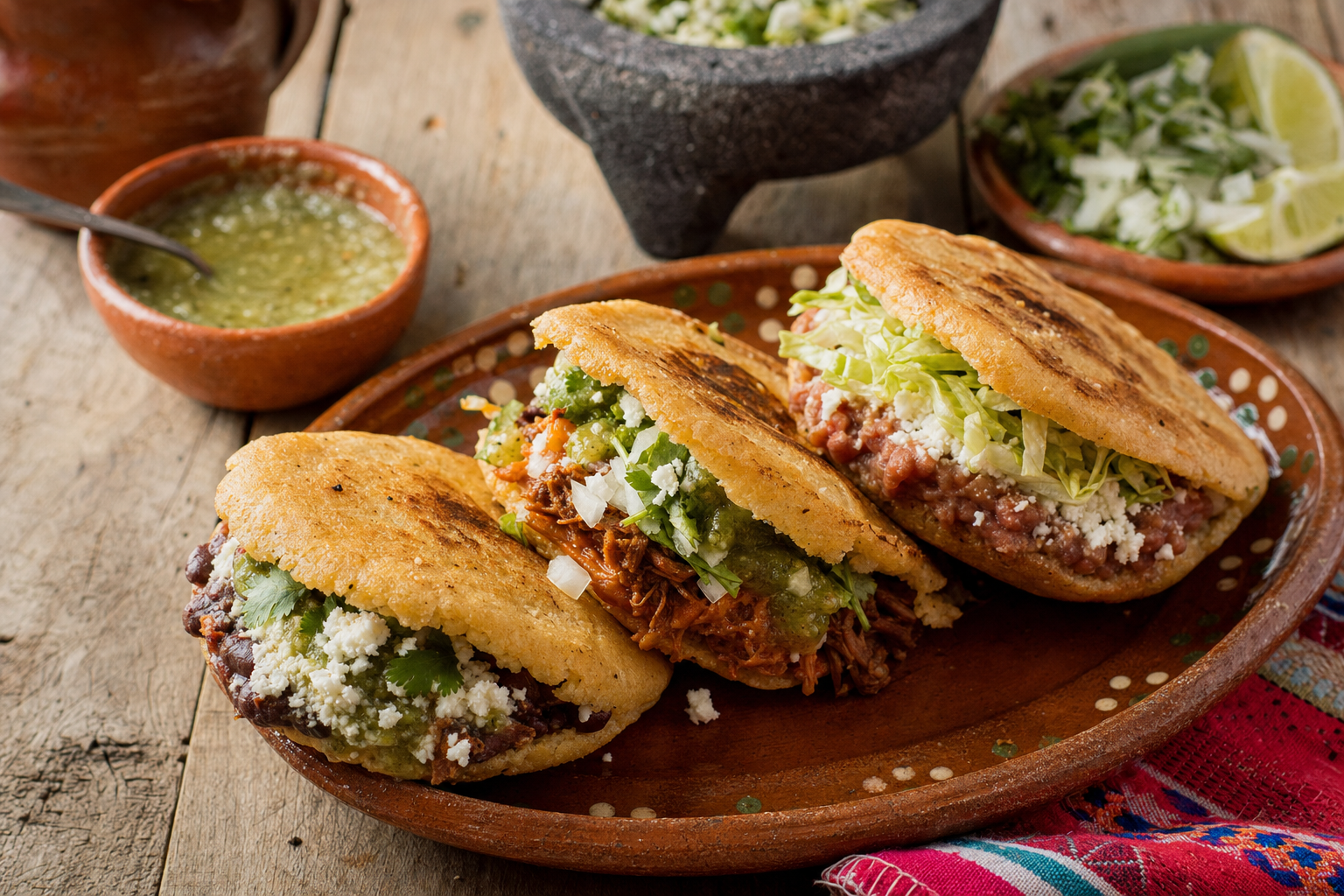 Gorditas — Die „kleinen Dicken“: knusprige Maistaschen, warm aufgeschnitten und gefüllt