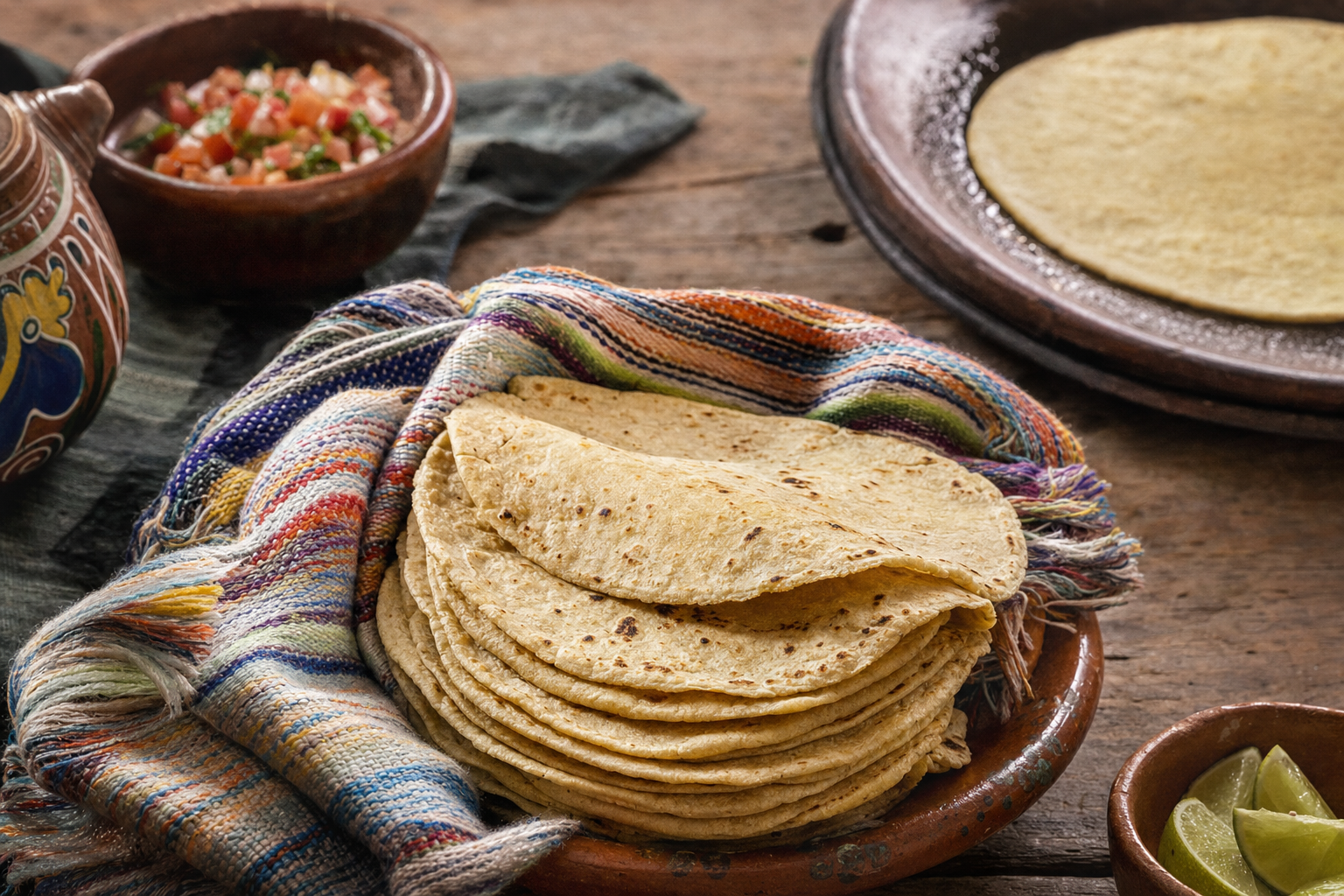 Tortillas de Maíz — Frische Maistortillas aus Masa Harina – weich, duftend und direkt vom heißen Comal
